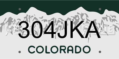 304JKA Colorado License Plate
