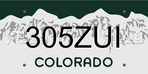 305ZUI Colorado License Plate