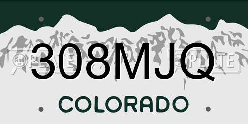 308MJQ Colorado License Plate