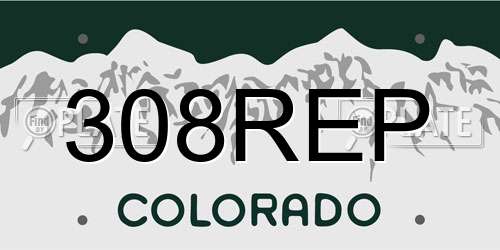 308REP Colorado License Plate