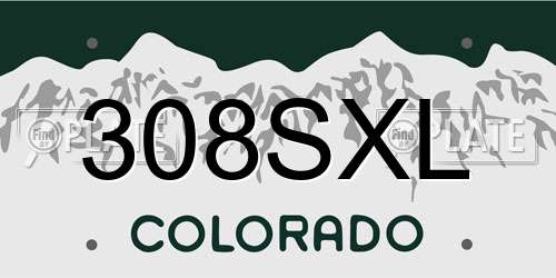 308SXL Colorado License Plate