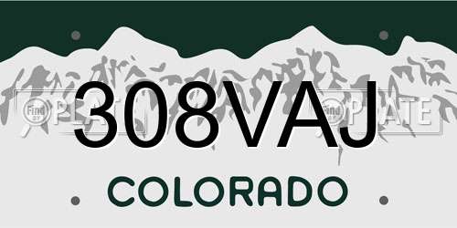 308VAJ Colorado License Plate