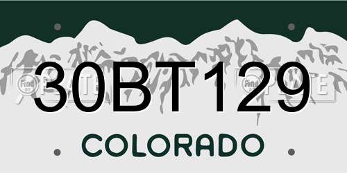 30BT129 Colorado License Plate