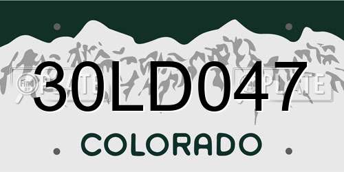 30LD047 Colorado License Plate