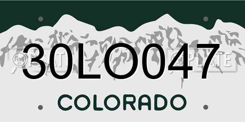 30LO047 Colorado License Plate