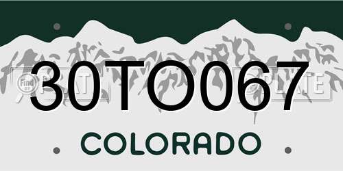 30TO067 Colorado License Plate