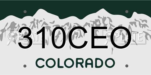 310CEO Colorado License Plate
