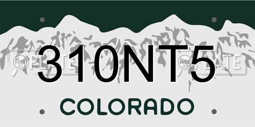 310NT5 Colorado License Plate