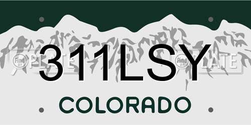 311LSY Colorado License Plate