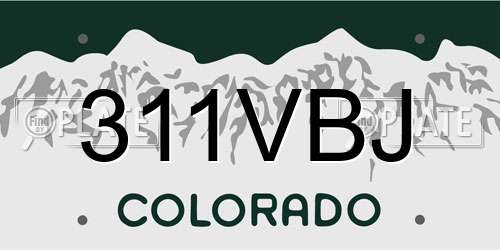 311VBJ Colorado License Plate