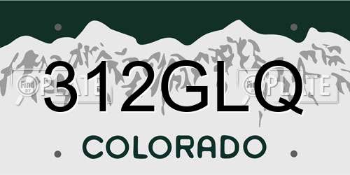 312GLQ Colorado License Plate