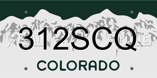 312SCQ Colorado License Plate
