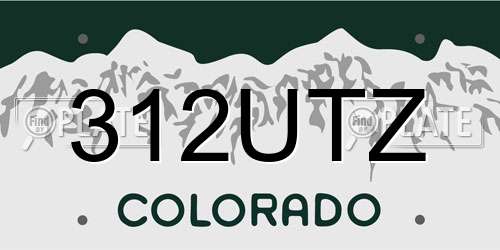 312UTZ Colorado License Plate