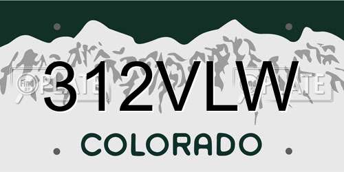 312VLW Colorado License Plate