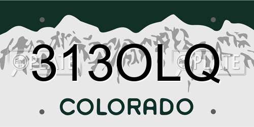 313OLQ Colorado License Plate