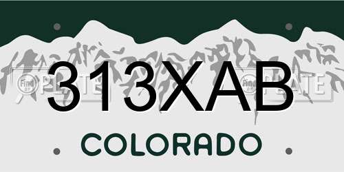 313XAB Colorado License Plate