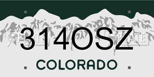 314OSZ Colorado License Plate