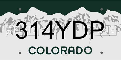 314YDP Colorado License Plate