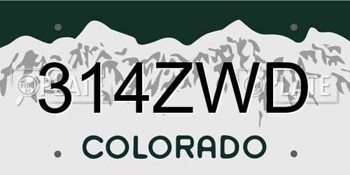 314ZWD Colorado License Plate