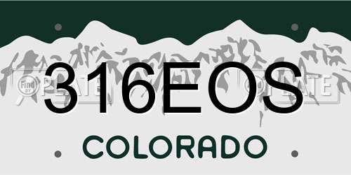 316EOS Colorado License Plate
