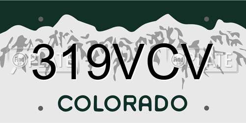 319VCV Colorado License Plate