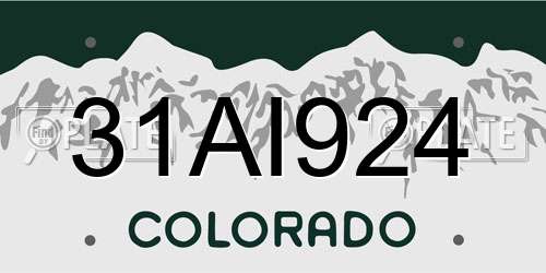 31AI924 Colorado License Plate