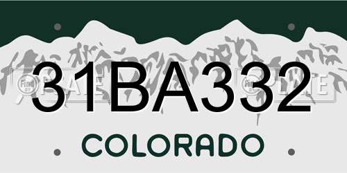 31BA332 Colorado License Plate