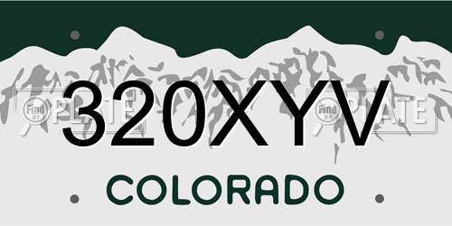 320XYV Colorado License Plate