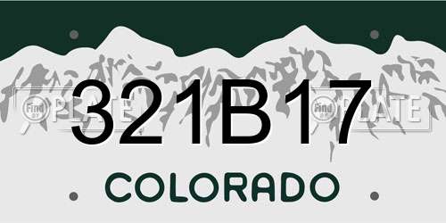 321B17 Colorado License Plate
