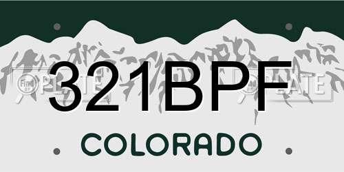 321BPF Colorado License Plate