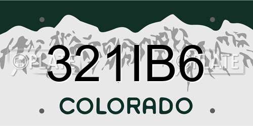 321IB6 Colorado License Plate