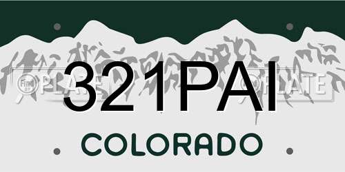 321PAI Colorado License Plate
