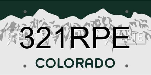 321RPE Colorado License Plate