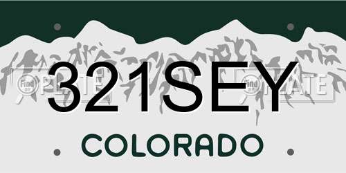 321SEY Colorado License Plate