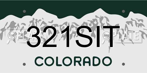 321SIT Colorado License Plate
