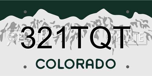 321TQT Colorado License Plate
