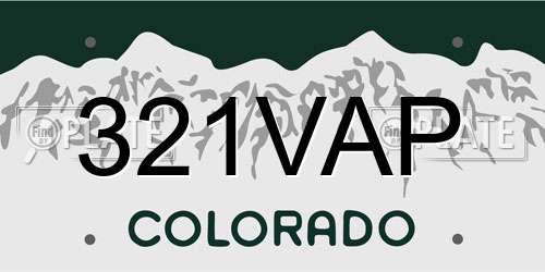 321VAP Colorado License Plate