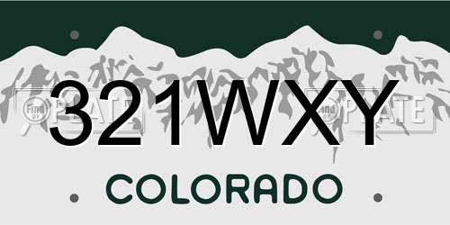 321WXY Colorado License Plate