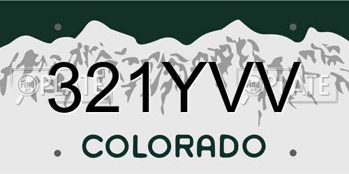 321YVV Colorado License Plate