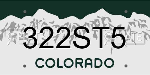 322ST5 Colorado License Plate