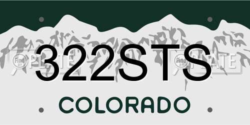 322STS Colorado License Plate