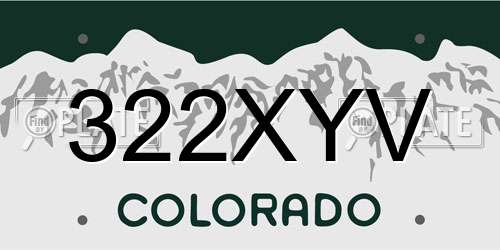 322XYV Colorado License Plate