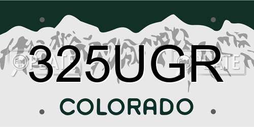 325UGR Colorado License Plate