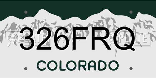 326FRQ Colorado License Plate