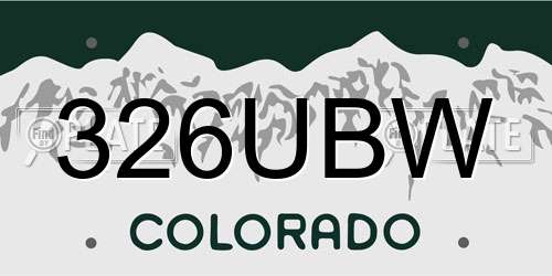 326UBW Colorado License Plate