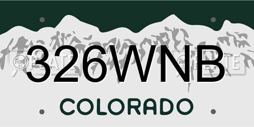 326WNB Colorado License Plate