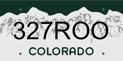 327ROO Colorado License Plate