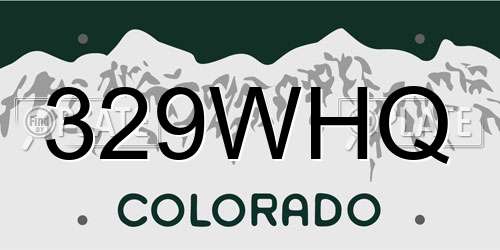 329WHQ Colorado License Plate