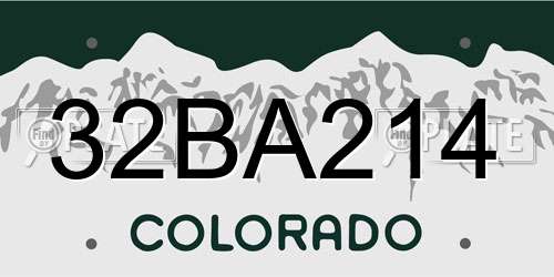 32BA214 Colorado License Plate