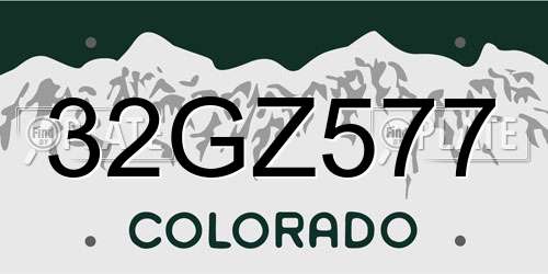 32GZ577 Colorado License Plate